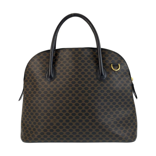 CELINE Handbag MC96 PVC, Leather Brown Black Gold Metal Macadam Women Used Authentic