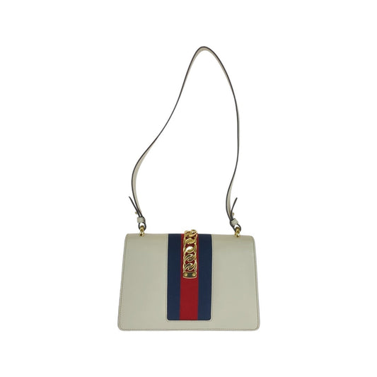 GUCCI Shoulder Bag 421882 leather Ivory White Gold Metal Shoulder Bag Sherry line Silvi Women Used Authentic