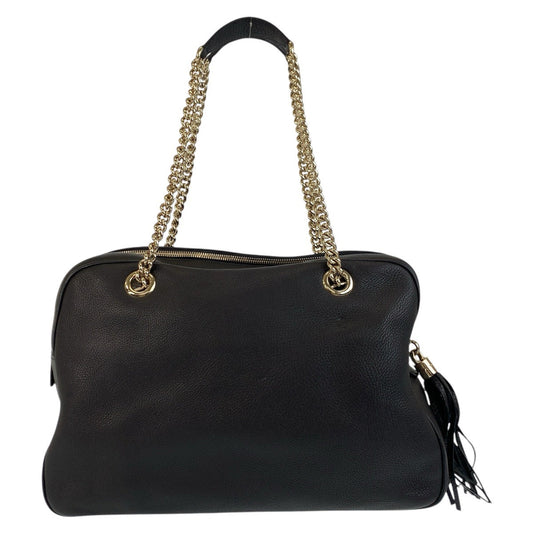 GUCCI Shoulder Bag 353126 leather Black GoldMetal Chain Shoulder Bag Handbag Soho Women Used Authentic