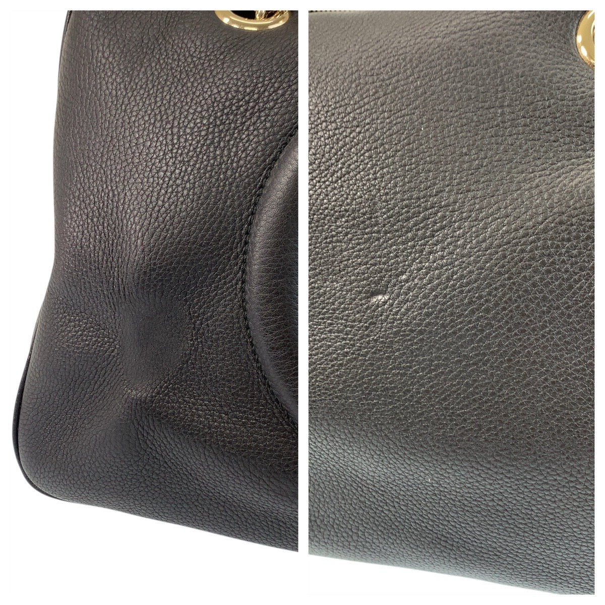GUCCI Shoulder Bag 353126 leather Black GoldMetal Chain Shoulder Bag Handbag Soho Women Used Authentic