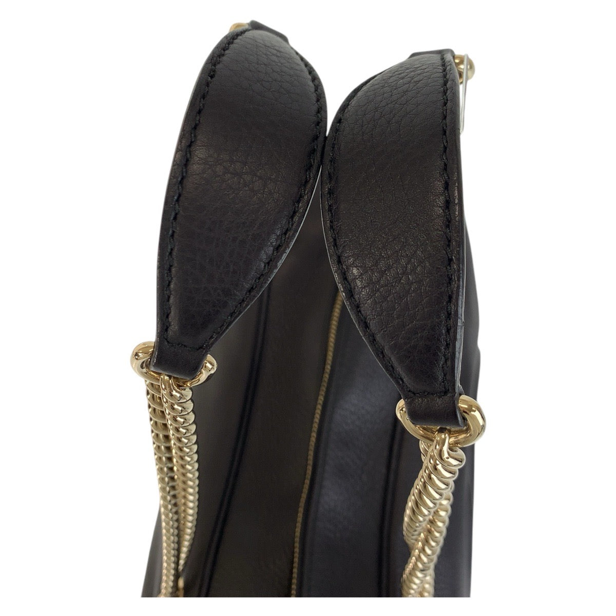 GUCCI Shoulder Bag 353126 leather Black GoldMetal Chain Shoulder Bag Handbag Soho Women Used Authentic