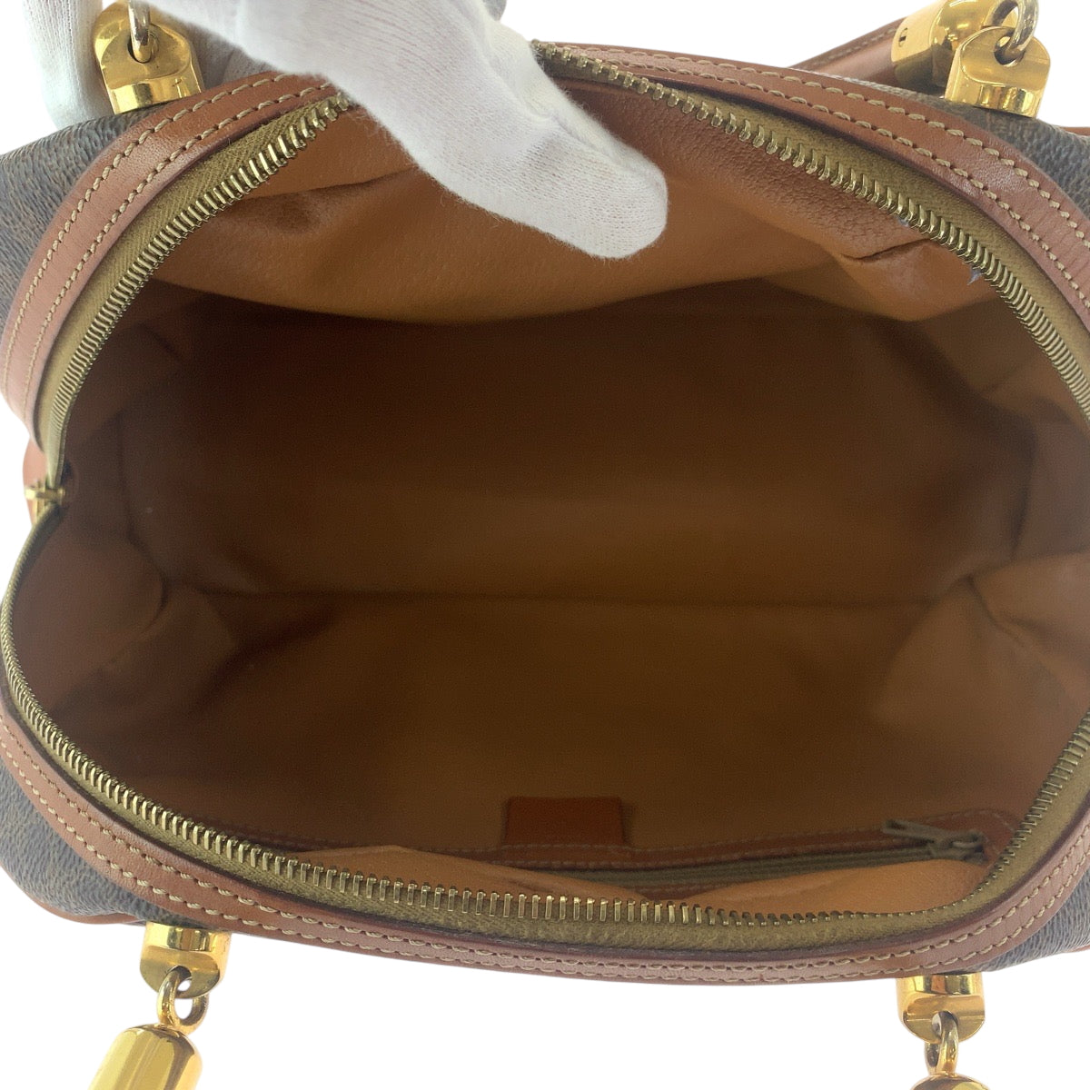 CELINE Handbag MC97/2 PVC Brown Gold Metal Handbags Mini Boston Duffel bag Macadam Women Used Authentic