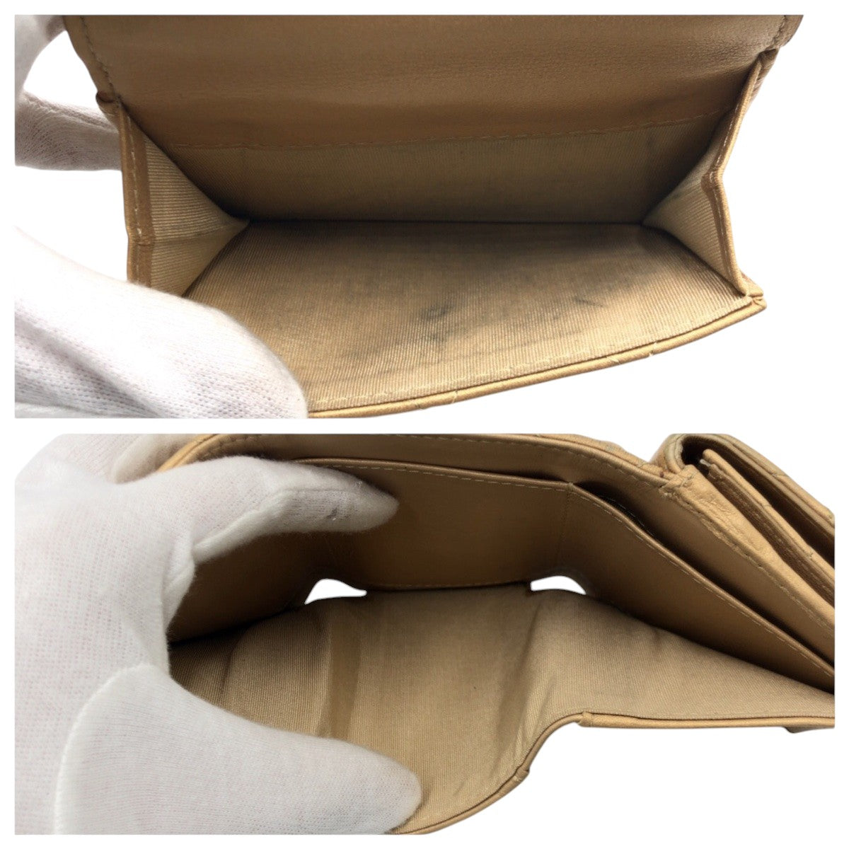 CHANEL Tri-fold wallet leather gold Tri-fold wallet Compact wallet Matrasse COCO Mark Women Used Authentic