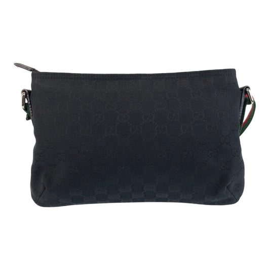 GUCCI Shoulder Bag 189749 GG canvas Black black Shoulder Bag pochette Sherry line Women Used Authentic