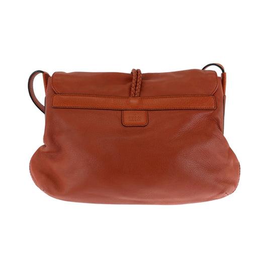 GUCCI Shoulder Bag 338985 leather Orange Brown Gold Metal Shoulder Bag Messenger bag Bamboo Women Used Authentic
