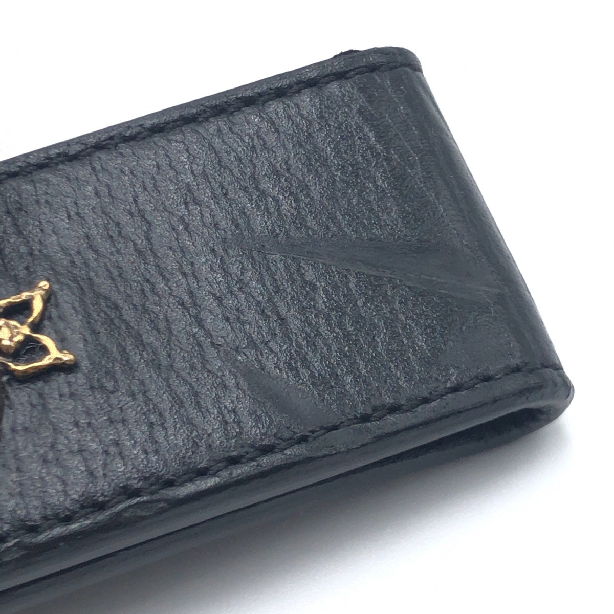 GUCCI Money clip leather black black gold Money Clip Unisex Animalie Bee mens Used Authentic
