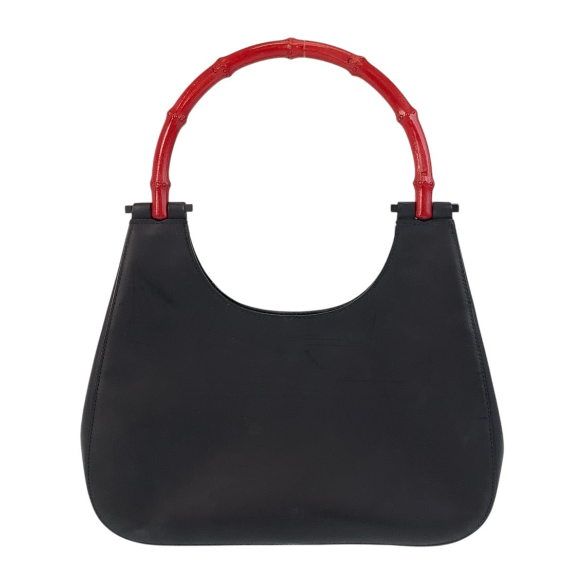 GUCCI Shoulder Bag 001 3761 leather Black black red Bamboo Women Used Authentic