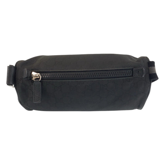 GUCCI Sling bag 449182 GG canvas Black SilverMetal Sling bag Bum bag mens Used Authentic