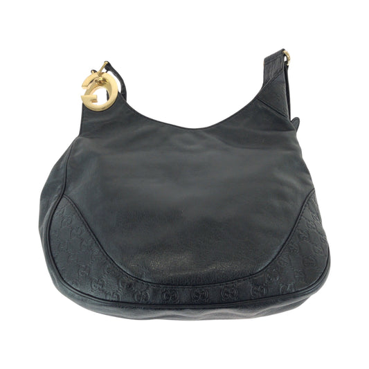 GUCCI Shoulder Bag 203503 leather Black GoldMetal Shoulder Bag Tote Bag Guccisima Women Used Authentic