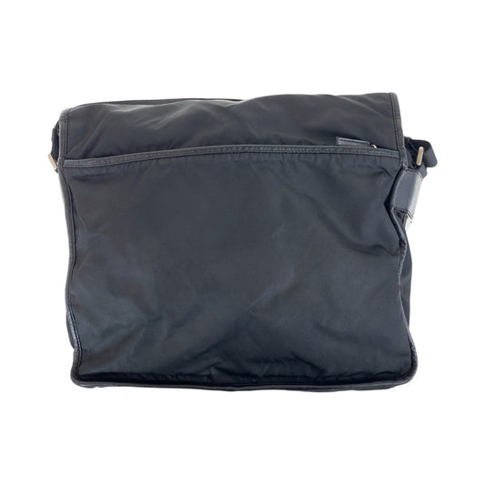 PRADA Shoulder Bag Nylon, Leather Black SilverMetal Shoulder Bag Messenger Bag Unisex Testo Saffiano Triangle With logo Women Used Authentic