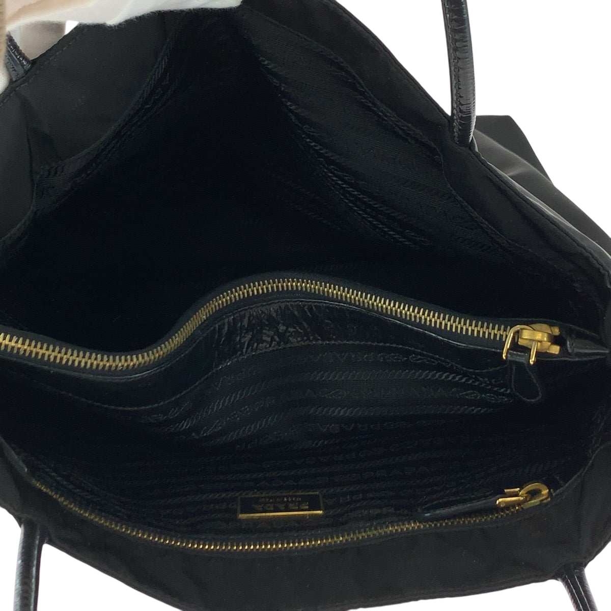 PRADA Tote Bag BR3854 Nylon Black GoldMetal Tote Bag Shoulder Bag Test Triangle With logo Women Used Authentic