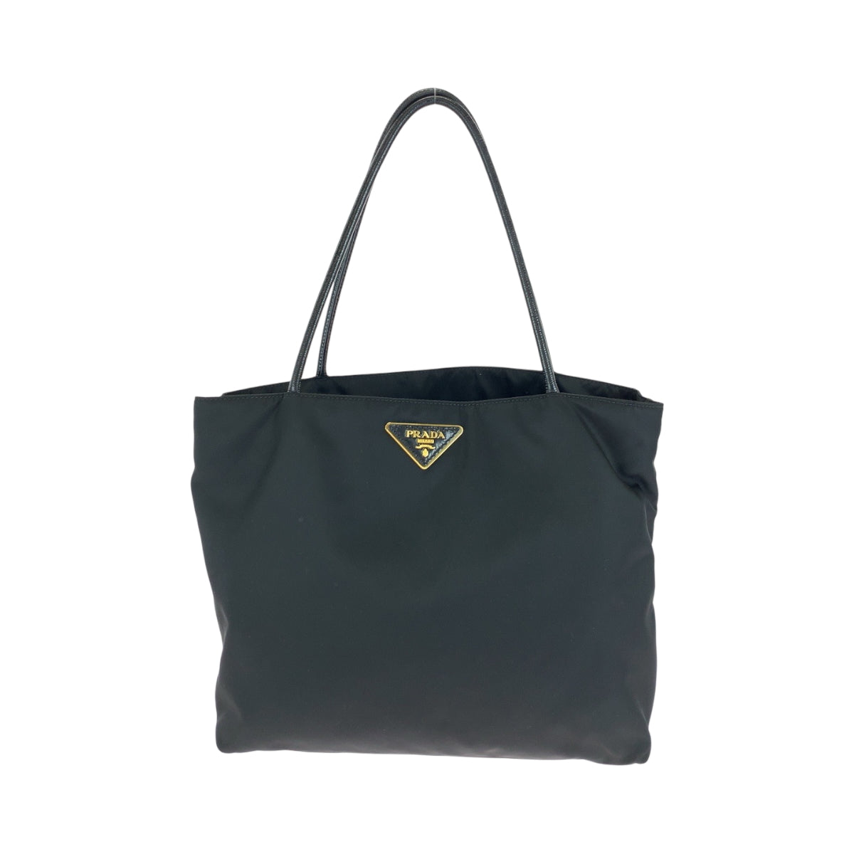 PRADA Tote Bag BR3854 Nylon Black GoldMetal Tote Bag Shoulder Bag Test Triangle With logo Women Used Authentic