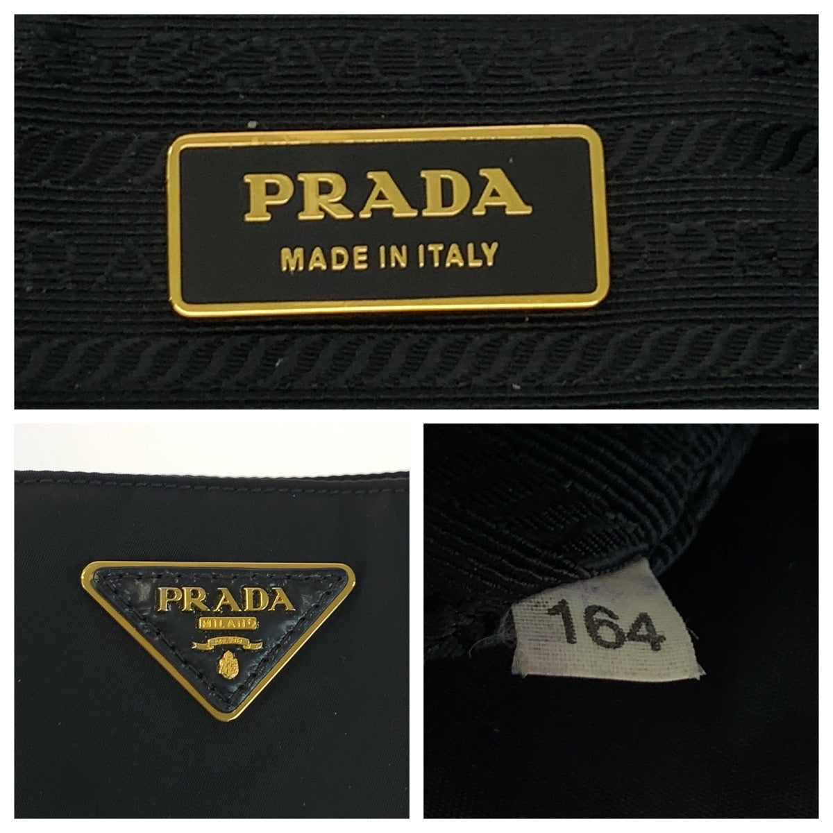 PRADA Tote Bag BR3854 Nylon Black GoldMetal Tote Bag Shoulder Bag Test Triangle With logo Women Used Authentic