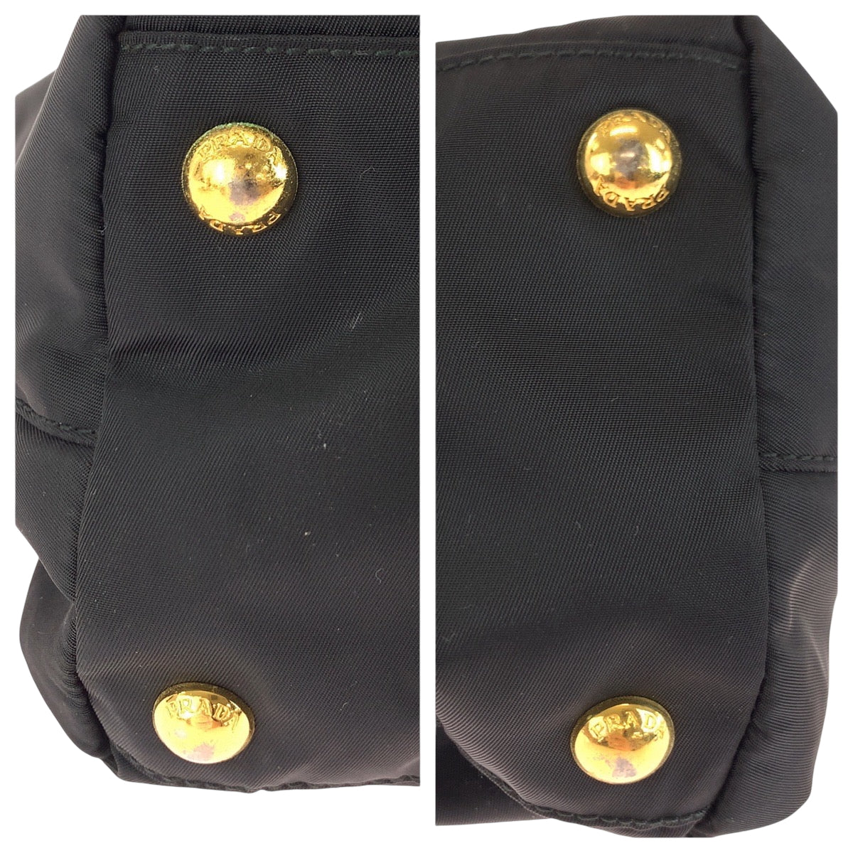 PRADA Tote Bag BR3854 Nylon Black GoldMetal Tote Bag Shoulder Bag Test Triangle With logo Women Used Authentic