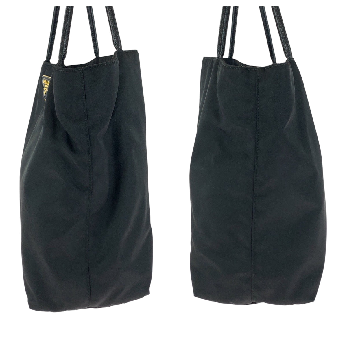 PRADA Tote Bag BR3854 Nylon Black GoldMetal Tote Bag Shoulder Bag Test Triangle With logo Women Used Authentic
