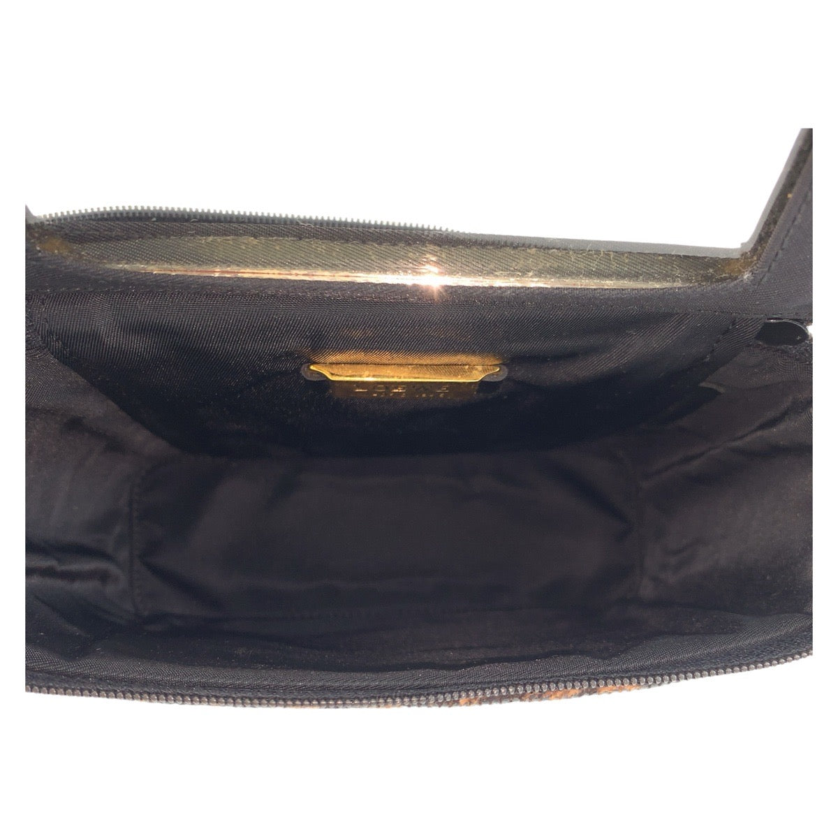 LOEWE Handbag PVC, enamel Brown Black Gold Metal Handbag vanity bag Leopard Women Used Authentic