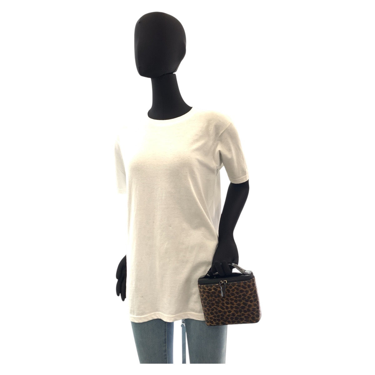 LOEWE Handbag PVC, enamel Brown Black Gold Metal Handbag vanity bag Leopard Women Used Authentic