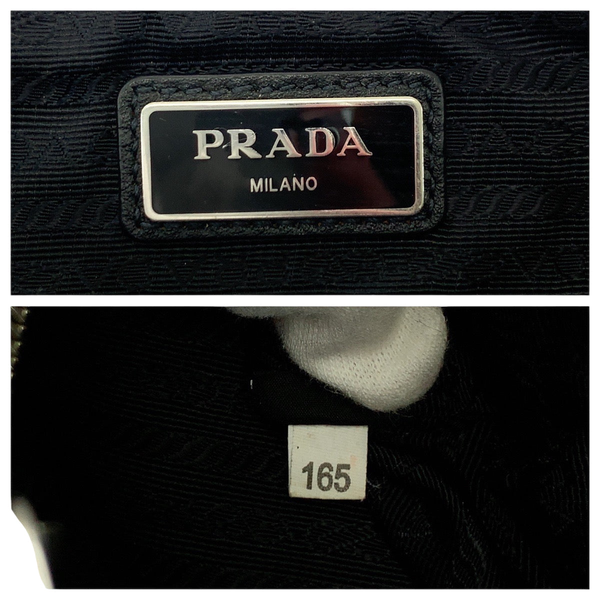 PRADA Clutch bag leather Black SilverMetal Clutch bag business bag Vitello City Triangle With logo mens Used Authentic