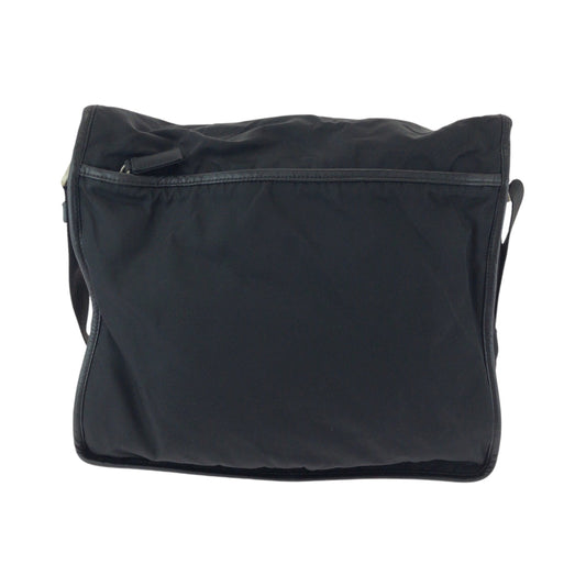PRADA Shoulder Bag Nylon Black SilverMetal Shoulder Bag Messenger bag Test Triangle With logo mens Used Authentic
