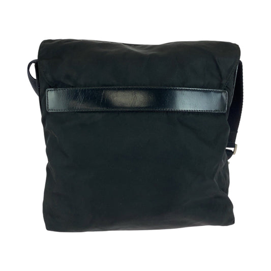 PRADA Shoulder Bag Nylon Black SilverMetal Shoulder Bag Sacoche Test Triangle With logo Women Used Authentic