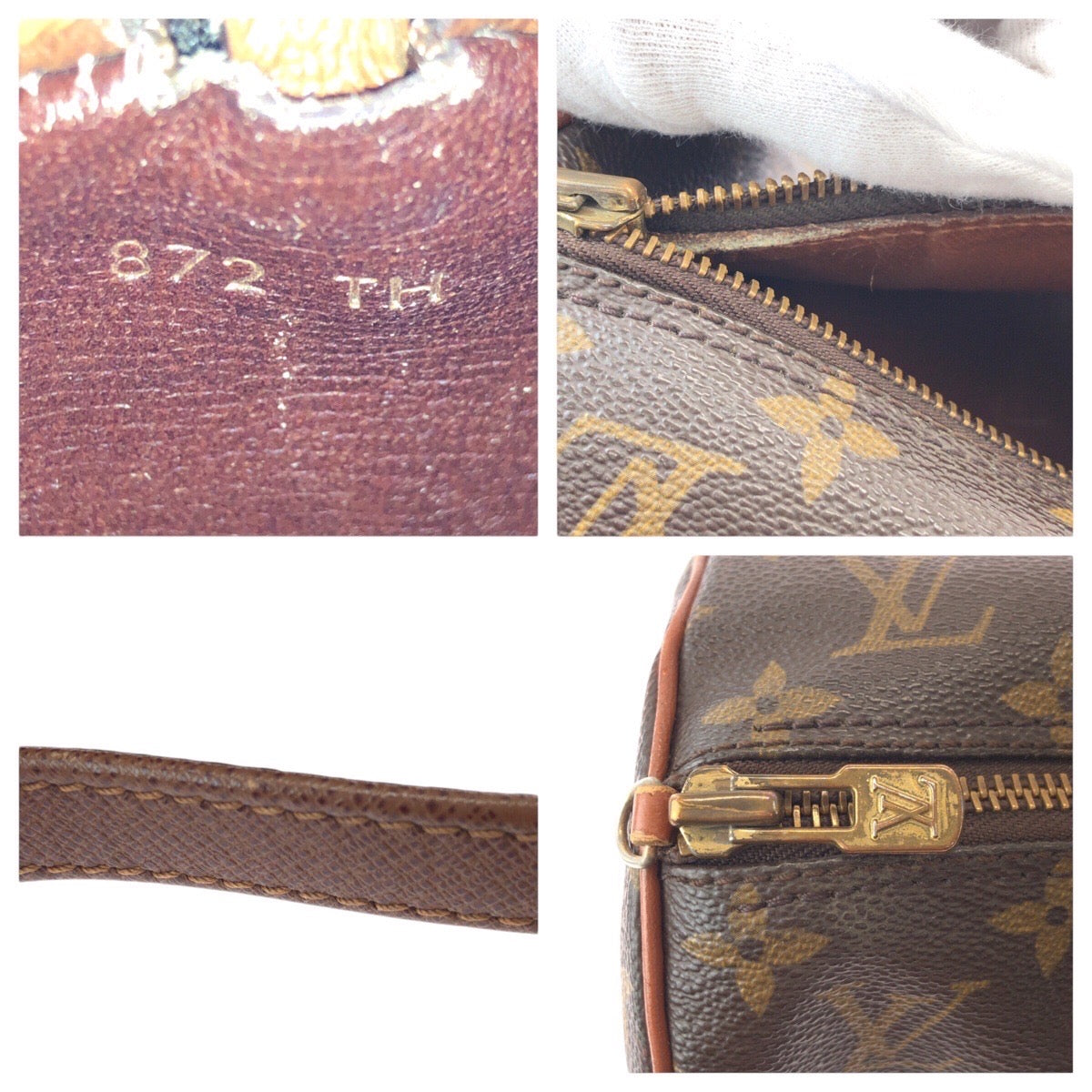 LOUIS VUITTON Handbag M51365 PVC Brown Gold Metal Handbag Shoulder Bag Monogram Papillon 30 Women Used Authentic