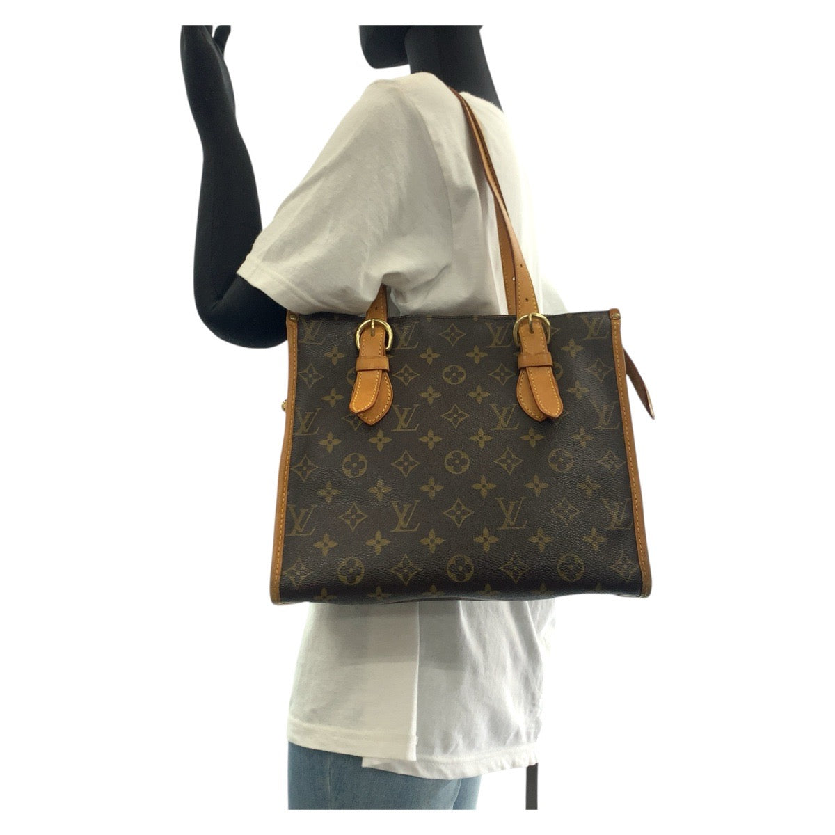 LOUIS VUITTON Tote Bag M40007 PVC Brown Gold Metal Monogram Popan cool o