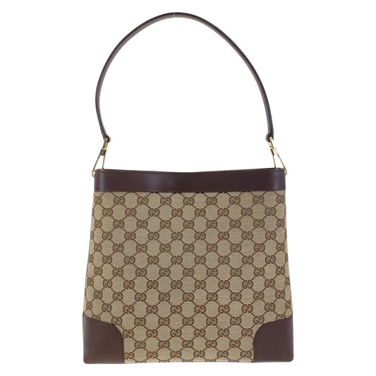 GUCCI Shoulder Bag 001 4231 1705 GG canvas, leather Beige Brown Gold Metal Shoulder Bag handbag Women Used Authentic