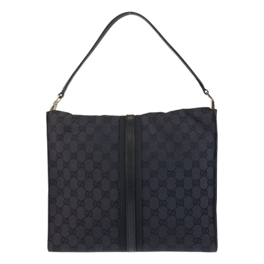 GUCCI Shoulder Bag 001 3355 GG canvas, leather Black SilverMetal Shoulder Bag handbag Jackie Women Used Authentic