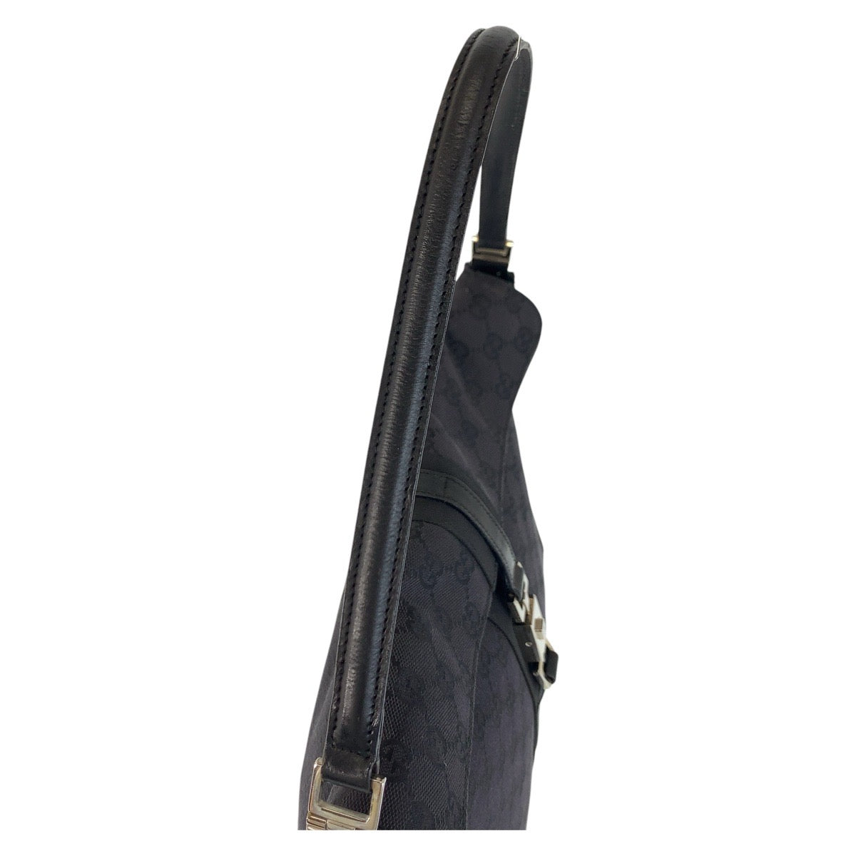 GUCCI Shoulder Bag 001 3355 GG canvas, leather Black SilverMetal Shoulder Bag handbag Jackie Women Used Authentic