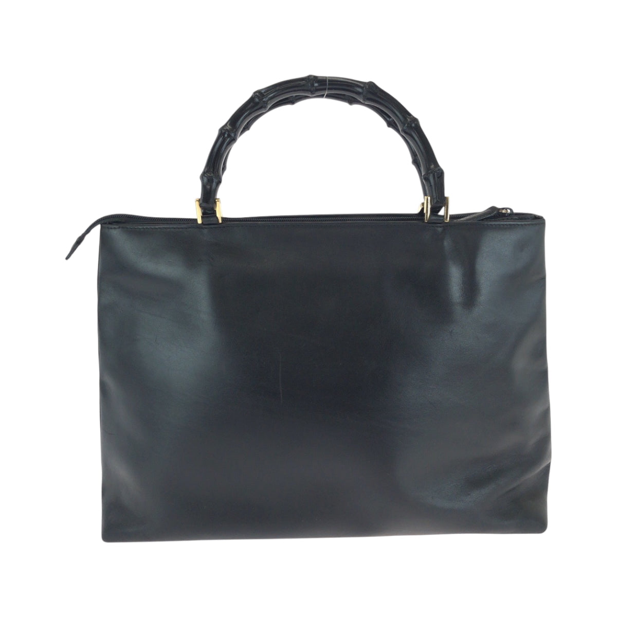 GUCCI Tote Bag 002 2122 0507 leather Black GoldMetal Tote Bag Shoulder Bag Bamboo Women Used Authentic