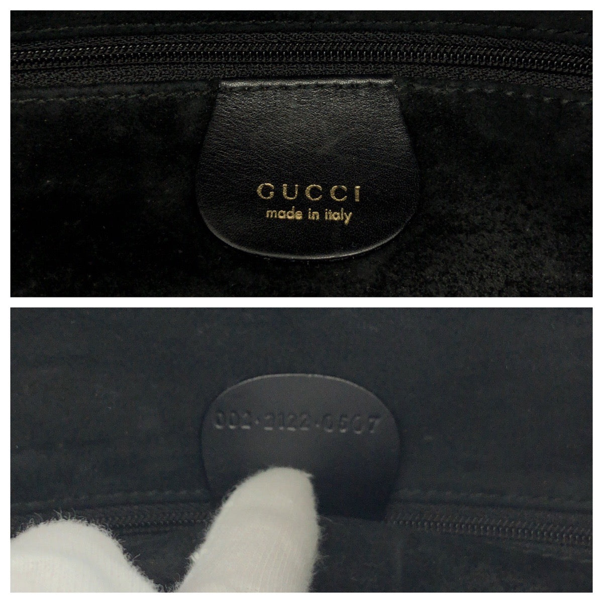 GUCCI Tote Bag 002 2122 0507 leather Black GoldMetal Tote Bag Shoulder Bag Bamboo Women Used Authentic