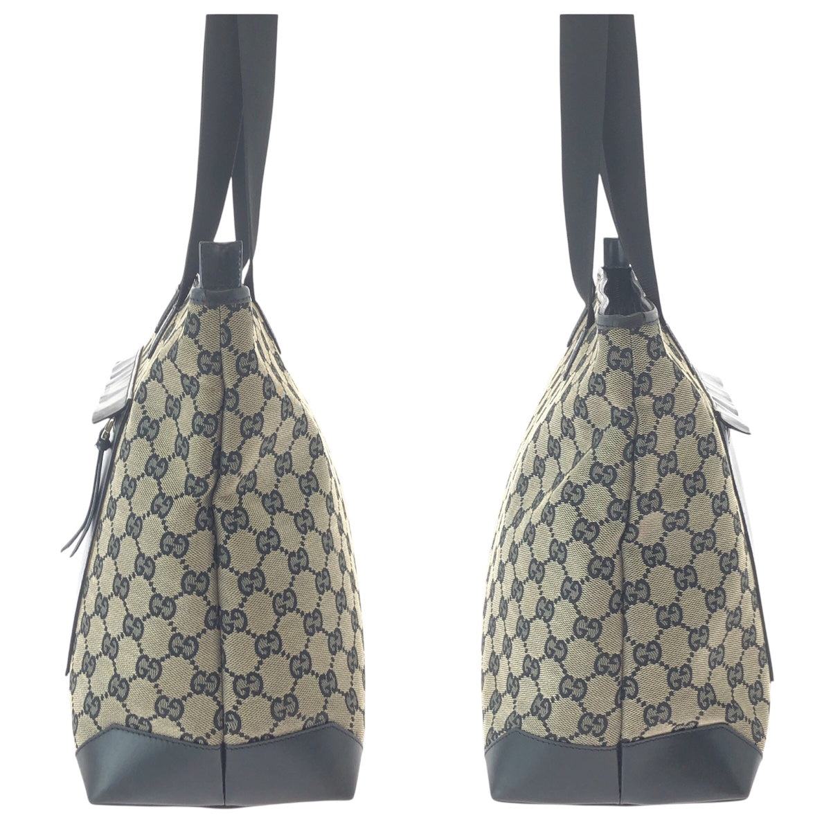 GUCCI Tote Bag 019 0426 GG canvas, leather Black SilverMetal Tote Bag Shoulder Bag Unisex Women(Unisex) Used Authentic