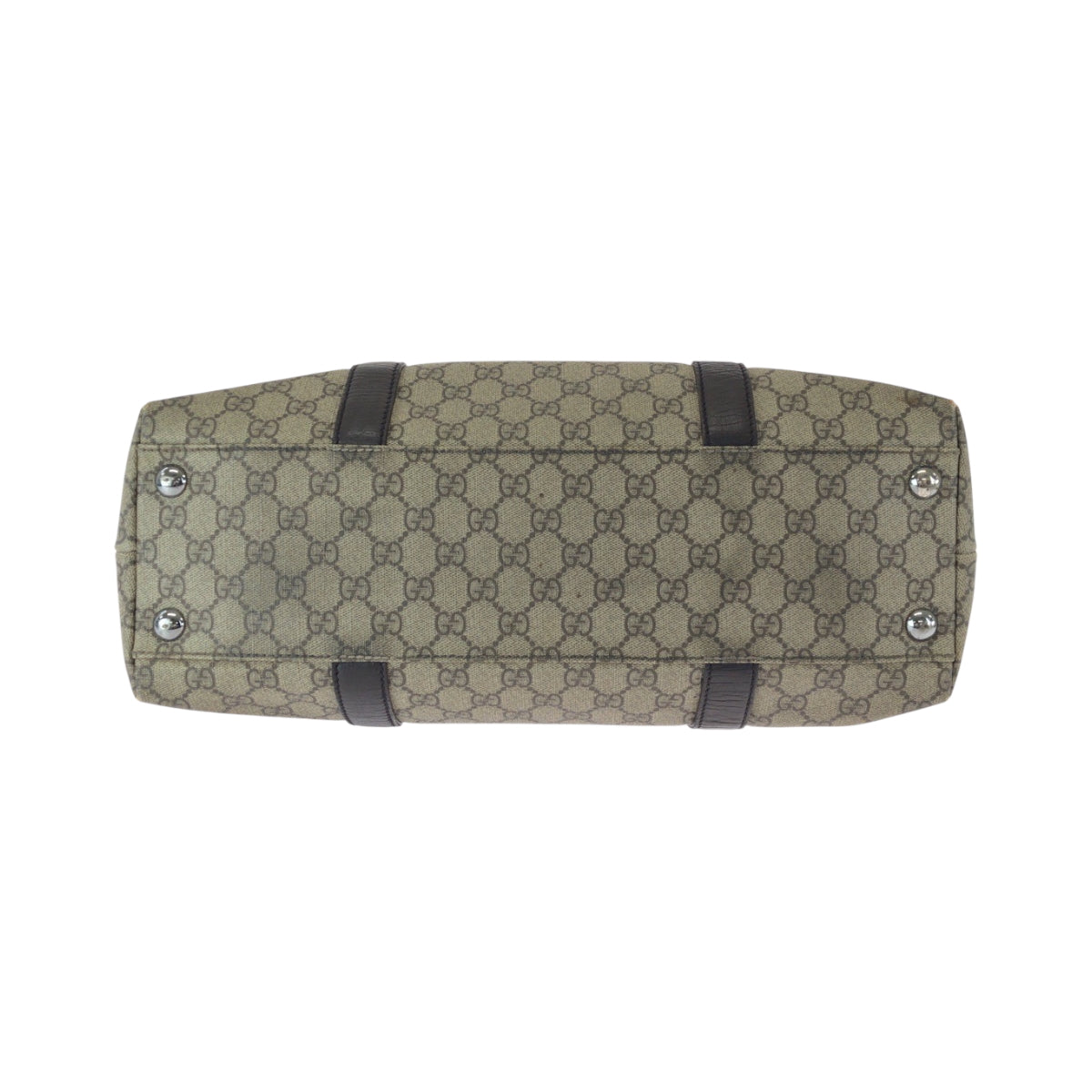 GUCCI Tote Bag 415288 GG Supreme Canvas Beige Dark Brown SilverMetal Tote Bag Shoulder Bag Women Used Authentic