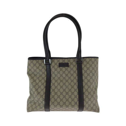 GUCCI Tote Bag 415288 GG Supreme Canvas Beige Dark Brown SilverMetal Tote Bag Shoulder Bag Women Used Authentic
