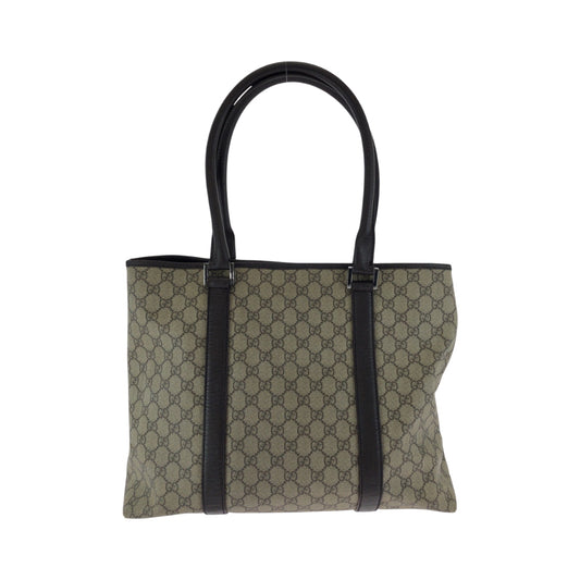 GUCCI Tote Bag 415288 GG Supreme Canvas Beige Dark Brown SilverMetal Tote Bag Shoulder Bag Women Used Authentic