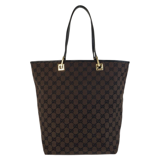 GUCCI Tote Bag 002 1098 GG canvas, leather Brown Gold Metal Tote Bag Shoulder Bag Women Used Authentic