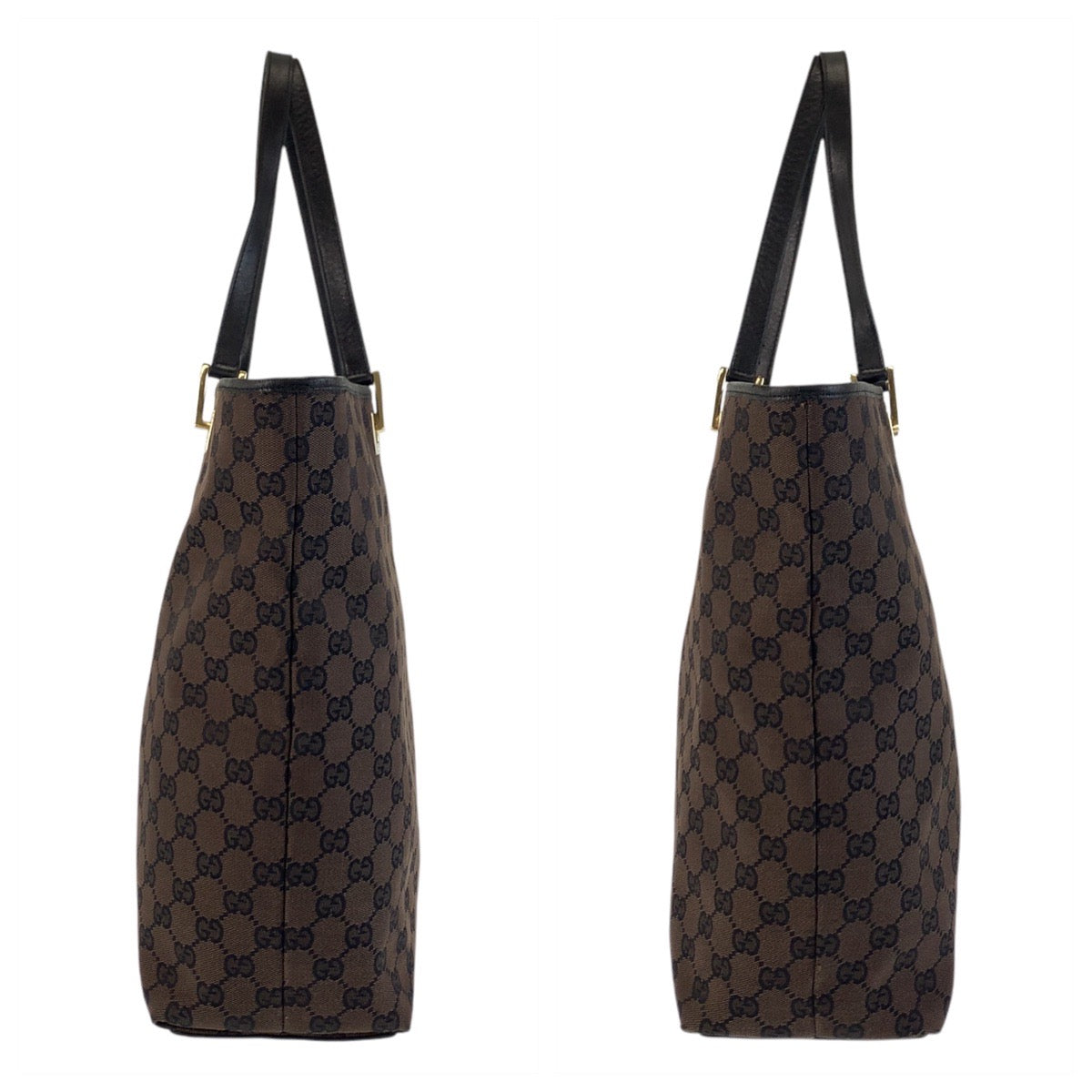 GUCCI Tote Bag 002 1098 GG canvas, leather Brown Gold Metal Tote Bag Shoulder Bag Women Used Authentic