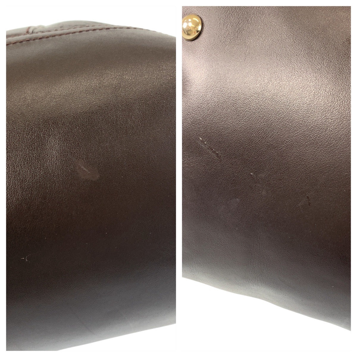 GUCCI Tote Bag 327793 leather Brown Gold Metal Tote Bag Shoulder Bag Guccisima Women Used Authentic