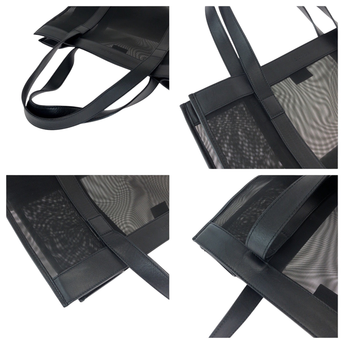 GUCCI Tote Bag 002 0404 Nylon Black black Tote Bag Shoulder Bag mesh Women Used Authentic