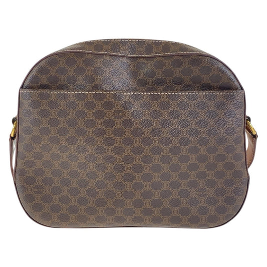 CELINE Shoulder Bag PVC, Leather Brown Gold Metal Crossbody Shoulder Bag Pochette Macadam Women Used Authentic