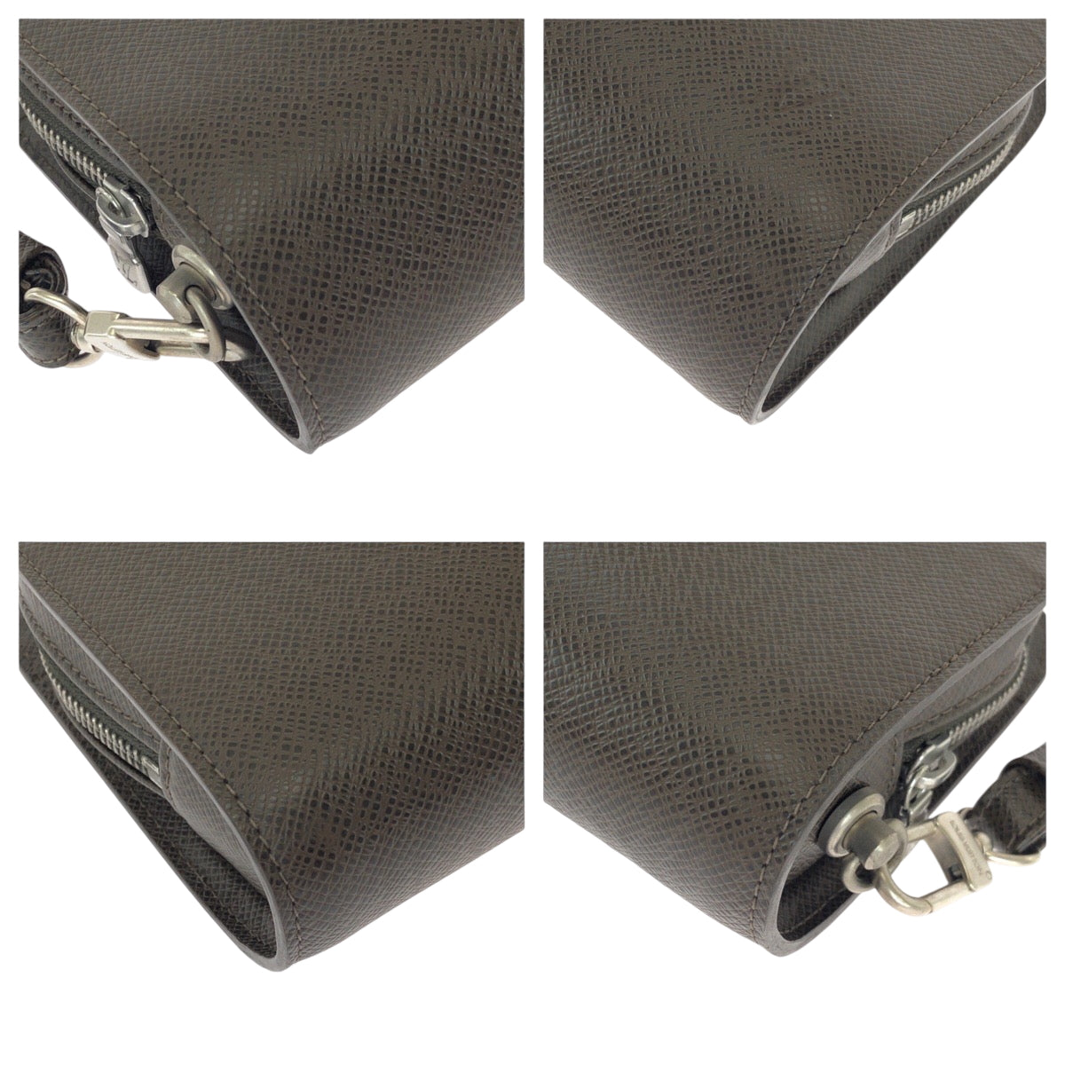 LOUIS VUITTON business bag M30188 Taiga Brown Silver Metal business bag clutch bag Taiga Baikal mens Used Authentic