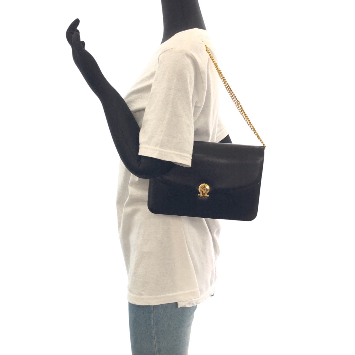 Dior Shoulder Bag leather Black GoldMetal Shoulder Bag Clutch Bag Women Used Authentic