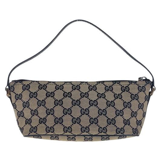 GUCCI Handbag 039 1103 GG canvas, leather Black Gold Metal Handbag accessory pouch Women Used Authentic