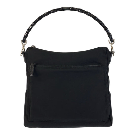 GUCCI Handbag 000 0509 Nylon, Bamboo Black SilverMetal Bamboo Women Used Authentic