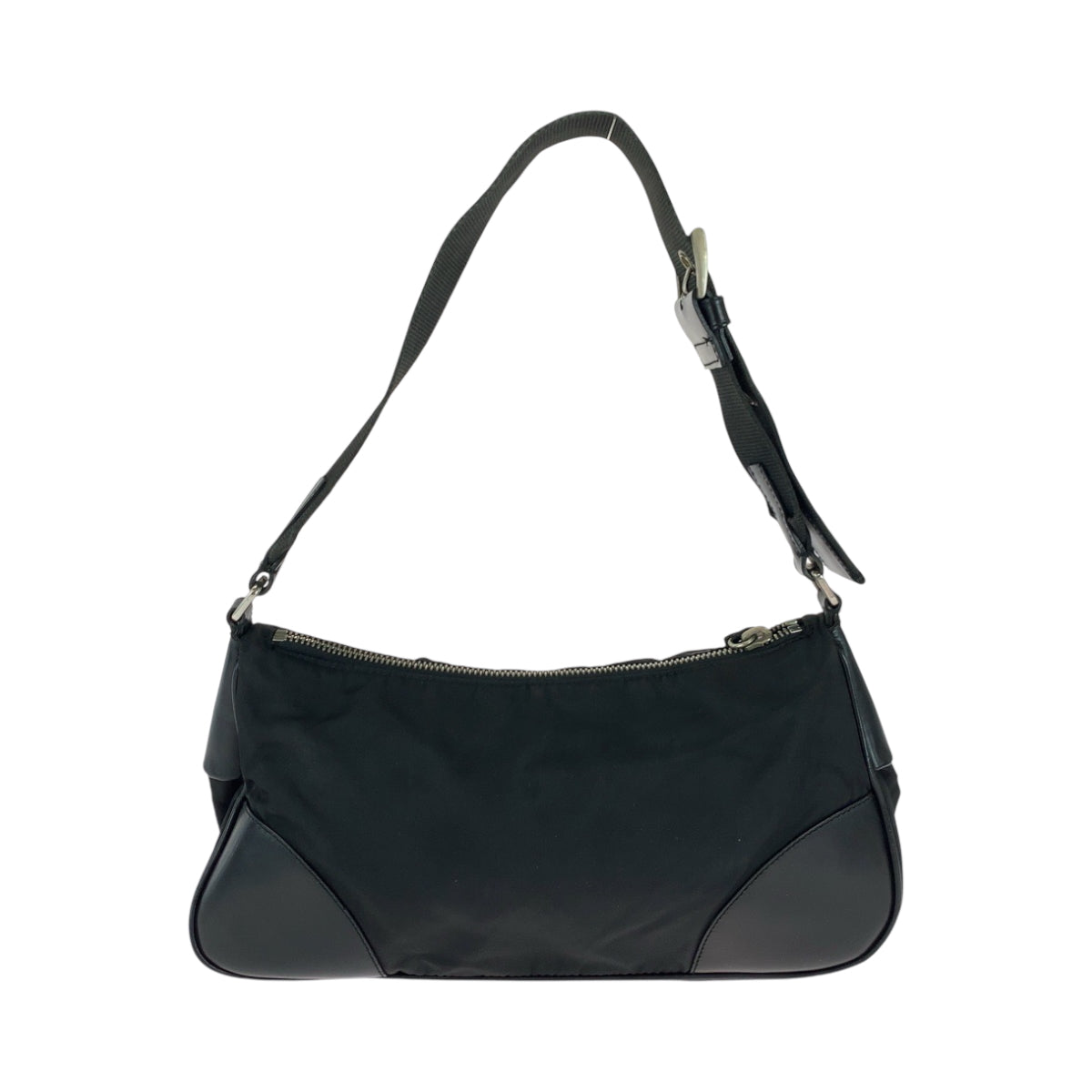 PRADA Shoulder Bag BR0449 Nylon Black SilverMetal One Shoulder Bag Handbag Test Triangle With logo Women Used Authentic