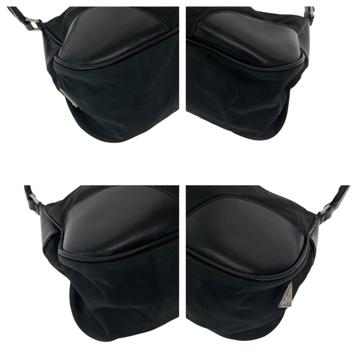 PRADA Shoulder Bag BR0449 Nylon Black SilverMetal One Shoulder Bag Handbag Test Triangle With logo Women Used Authentic