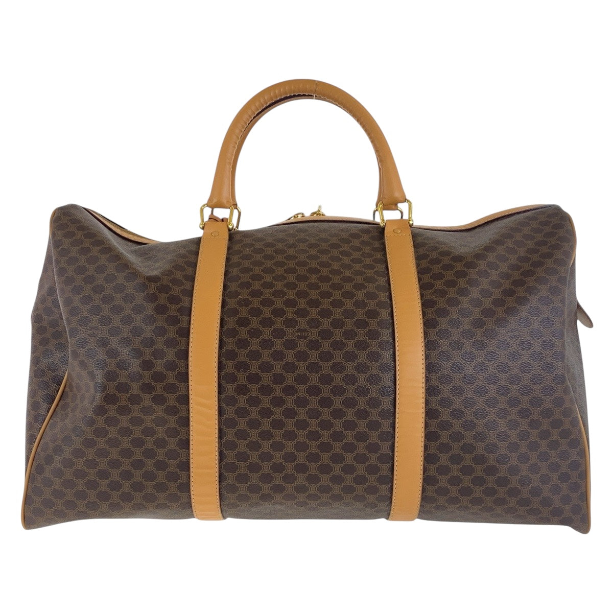 CELINE Boston Duffel bag PVC Brown Gold Metal Macadam Women Used Authentic