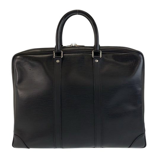 LOUIS VUITTON Business bag M59162 leather Noir Black SilverMetal Business bag briefcase Epi Porte Documan Voyagej mens Used Authentic