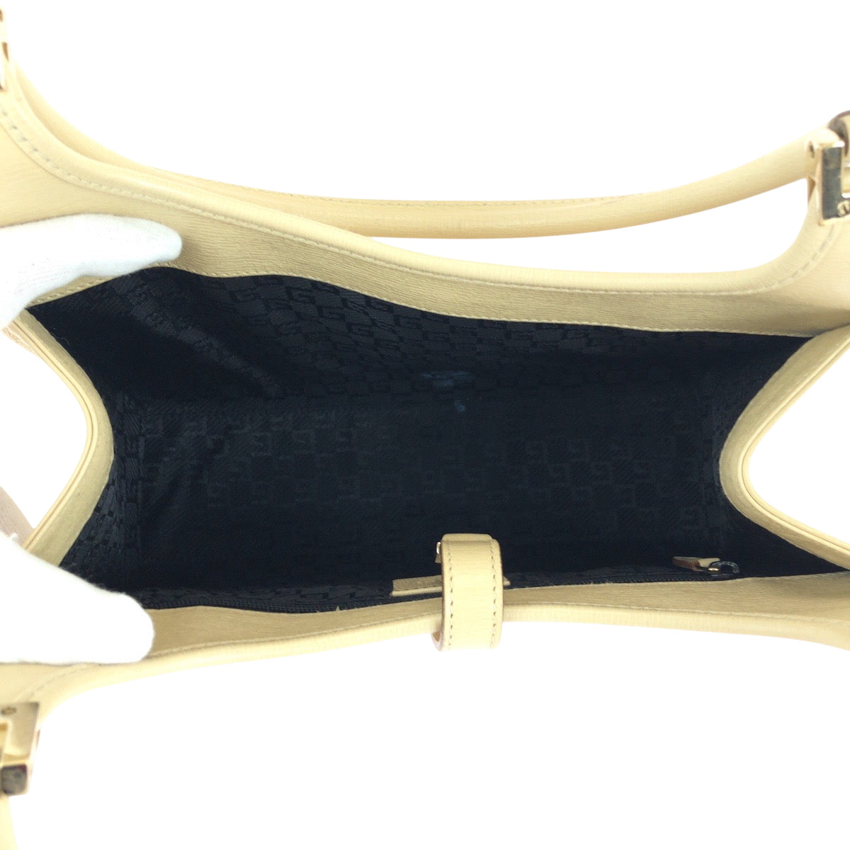 GUCCI Shoulder Bag 002 1068 leather Ivory Gold Metal One Shoulder Bag Handbag Jackie Women Used Authentic
