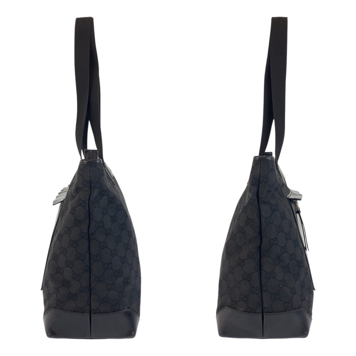 GUCCI Tote Bag 34339 GG canvas, leather Black black Tote Bag Shoulder Bag Women Used Authentic